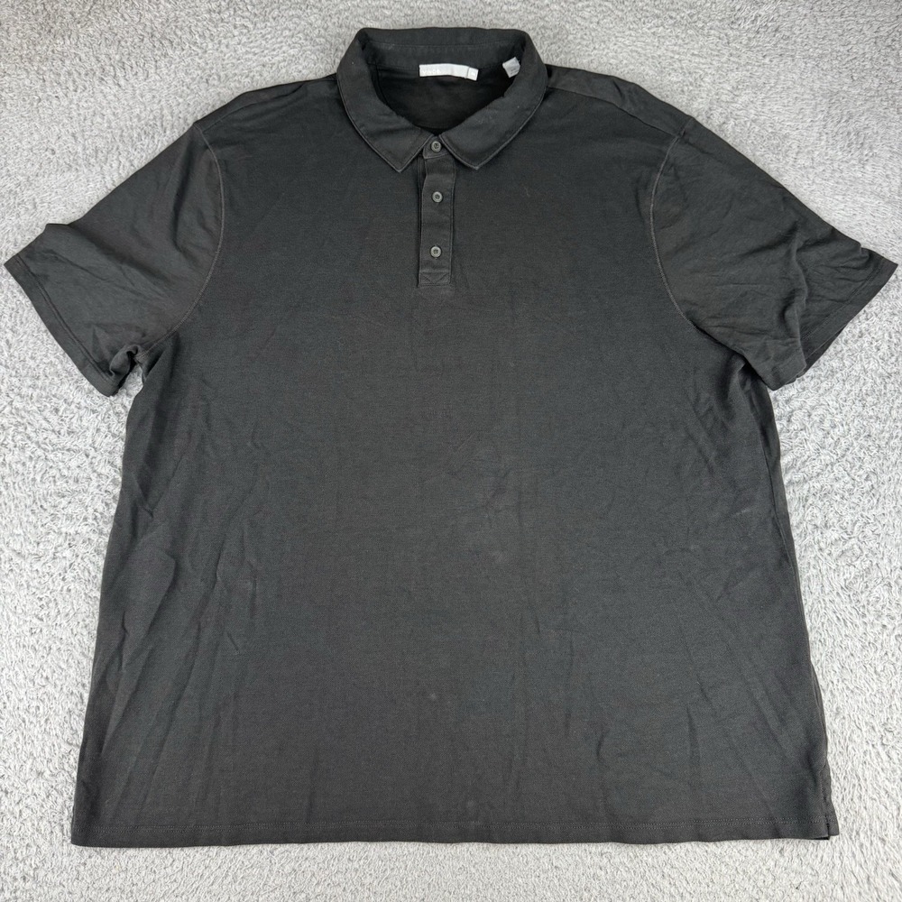 Vince Polo Shirt Cotton Casual Short Sleeve Gray Men's Size Xxl